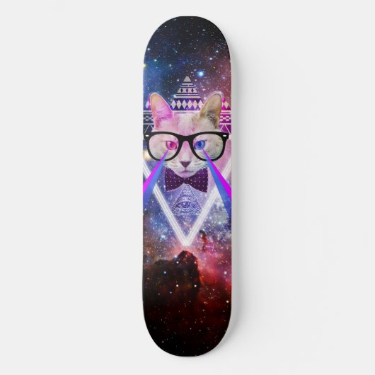 Hipster Melkwegkat Skateboard (Voorkant)