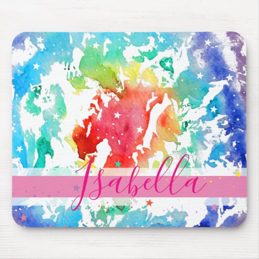 Hipster Monogram Rainbow Tie Dye Muismat (Voorkant)