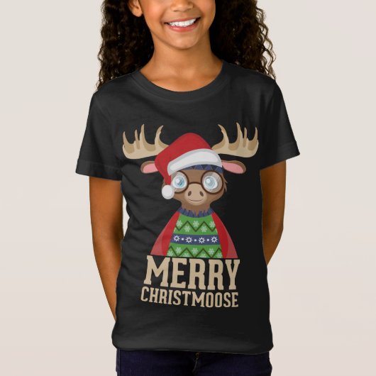 Hipster Moose - Santa Hat - Vrolijk Christmoose Ch T-shirt (Voorkant)