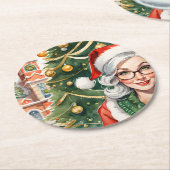 Hipster Mrs Claus Onderzetter (Gebogen)