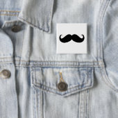 Hipster Mustache Square Button (In situ)
