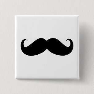 Hipster Mustache Square Button