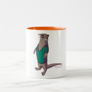 Hipster Otter-Mok (zonder tekst) Tweekleurige Koffiemok