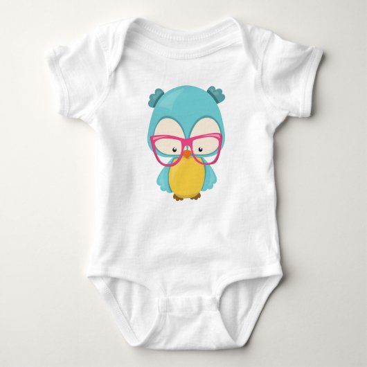 Hipster Owl, Owl with Glasses, Cute Owl Romper (Voorkant)