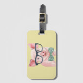 Hipster Pink Pig Bagagelabel (Voorkant (verticaal))