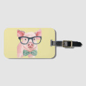 Hipster Pink Pig Bagagelabel (Voorkant (horizontaal))