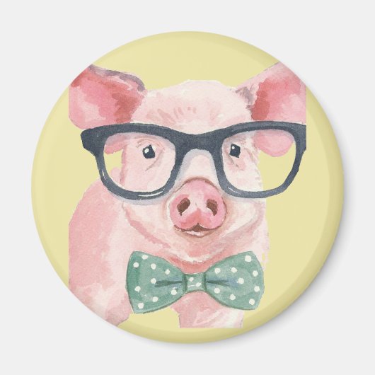 Hipster Pink Pig Magneet (Voorkant)