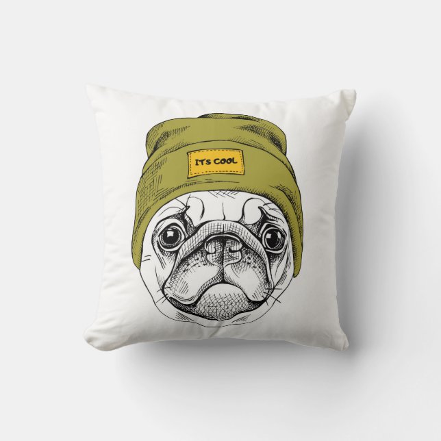 Hipster Pug | Het is Cool Kussen (Voorkant)