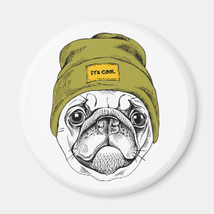 Hipster Pug Het is Cool Magneet