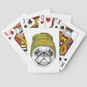 Hipster Pug Het is Cool Pokerkaarten