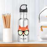 Hipster Red Fox bouteille d'eau en acier inoxydabl<br><div class="desc">Illustration personnalisée de renard hipster adorable.</div>