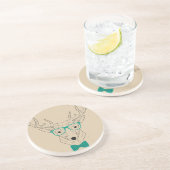 Hipster Reindeer Elk met glazen grijze kerst Zandsteen Onderzetter (Zijkant)