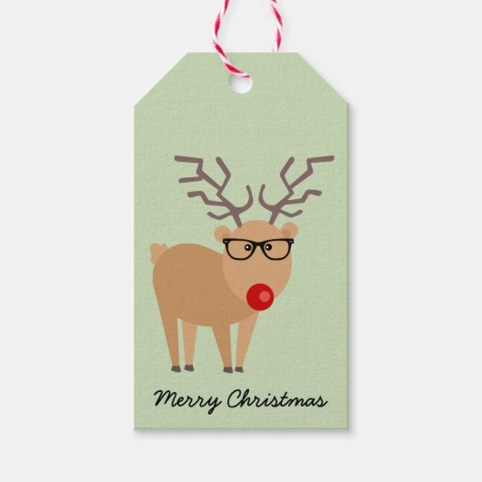 Hipster rendier rustieke kerstcadeau Label Cadeaulabel (Voorkant)