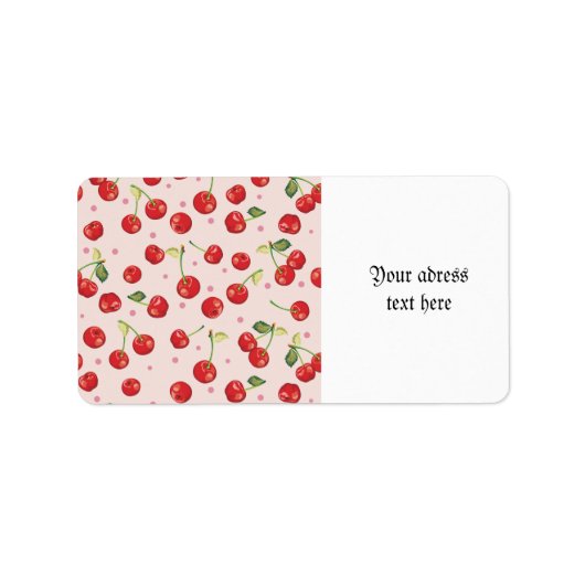 Hipster, retro, cherry, patroon, rood, roze, bleek etiket (Voorkant)