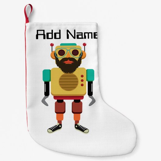 Hipster Retro Robot Kleine Kerstsok (Voorkant)