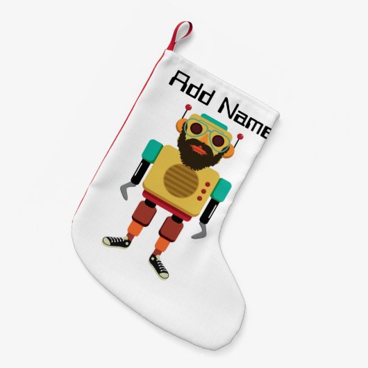 Hipster Retro Robot Kleine Kerstsok (Voorkant (Hangend))