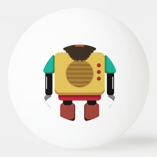 Hipster Retro Robot Pingpongballen (Achterkant)