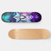 Hipster Retro Tech Blauwgroen Paars Lotus Flower L Skateboard (Horizontaal)