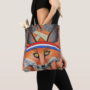 Hipster Rode Vos Collage Dier Patriottische Hoofdb Draagtas