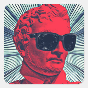 Hipster rood standbeeld vierkante sticker