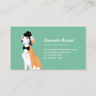 Hipster Saluki Puppy Dog in Pet en Bow Stropdas Visitekaartje