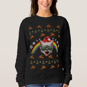 Hipster Santa Cat Christmas T-shirt Funny Xmas Kat