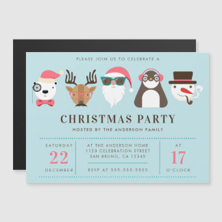 Hipster Santa & Friends kerstfeest uitnodiging