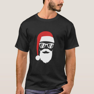 Hipster Santa met baard en zonnebril kerstmis T-shirt