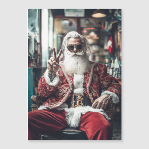 Hipster Santa slaat een Pose Peace Holiday vibes