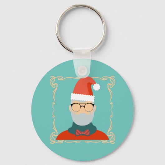 Hipster Santa Sleutelhanger (Voorkant)