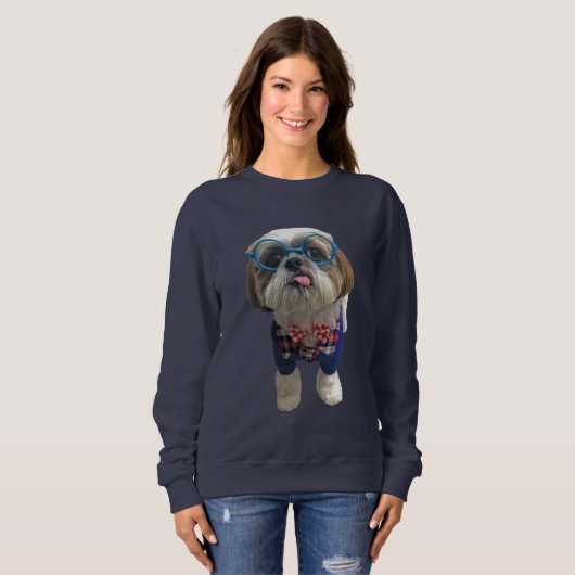 Hipster Shih Tzu Dog Trui (Voorkant volledig)