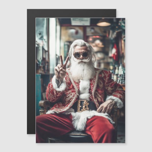 Hipster Sinterklaas Slaat een Positie Kerst Vrede (Voorkant / Achterkant)