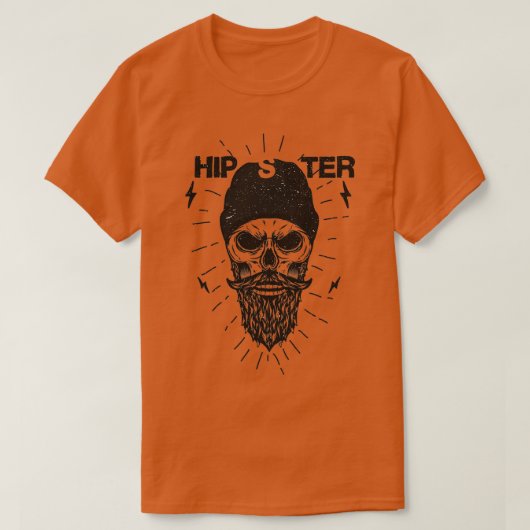Hipster Skull Beanie en Beard T-shirt (Design voorkant)
