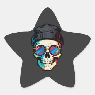 Hipster Skully Ster Sticker