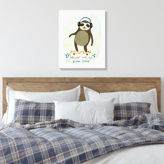 Hipster-sleuf | Rollin' met mijn trage Jams Canvas Afdruk (Insitu (Slaapkamer))