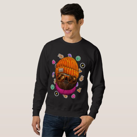 Hipster Sloth Geek Nerd Glasses Animal Love Peace Trui (Voorkant volledig)