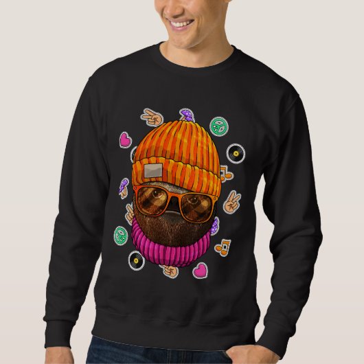 Hipster Sloth Geek Nerd Glasses Animal Love Peace Trui (Voorkant)