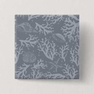 Hipster Style Coral Reef Vierkante Button 5,1 Cm