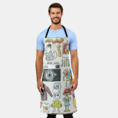 Hipster swag: handgetekende doodle set schort (Gedragen)