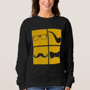 Hipster Symbols Mustache Pipe Smoker Glasses Bow T Trui