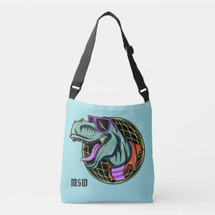 Hipster T-Rex monogramme personnalisé & sacs coule