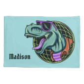Hipster T-Rex personnalisé nom et taies d'oreiller (Dos)