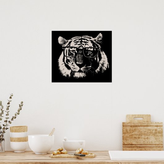 Hipster tijger met bril poster (Keuken)