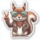 Hipster Vredes Squirrel Sticker (Voorkant)