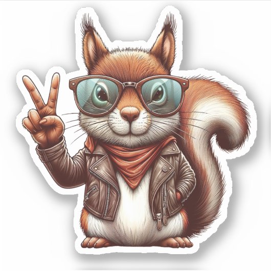 Hipster Vredes Squirrel Sticker (Voorkant)