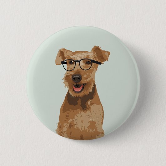 Hipster Welsh Terrier Pin Button voor Hondenliefhe (Voorkant)