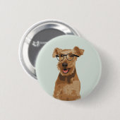 Hipster Welsh Terrier Pin Button voor Hondenliefhe (Voorkant /achterkant)