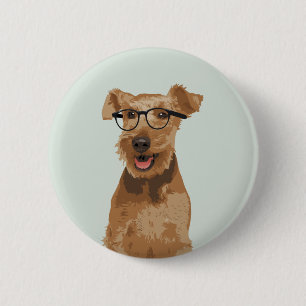 Hipster Welsh Terrier Pin Button voor Hondenliefhe