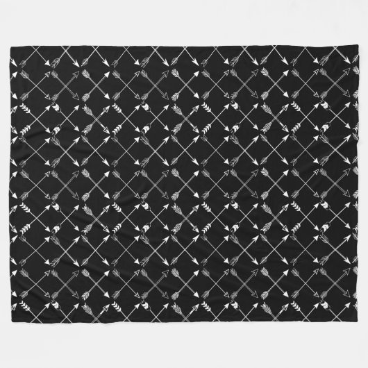 Hipster White Arrow Pattern Meestal zwart Fleece Deken (Voorkant (Horizontaal))