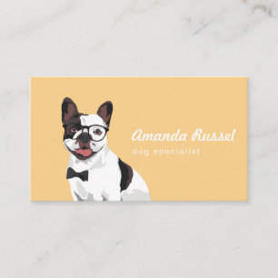 Hipster White en Brown French Bulldog Visitekaartje